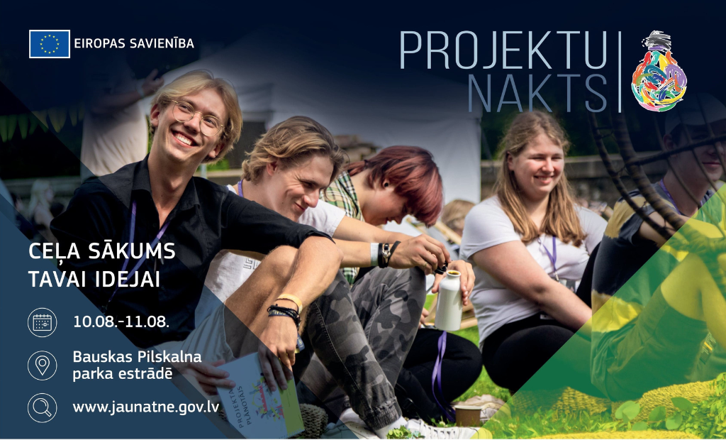 Nenokavē! Vēl līdz 2. jūlijam iespējams pieteikties jauniešu festivālam “Projektu nakts 2023”