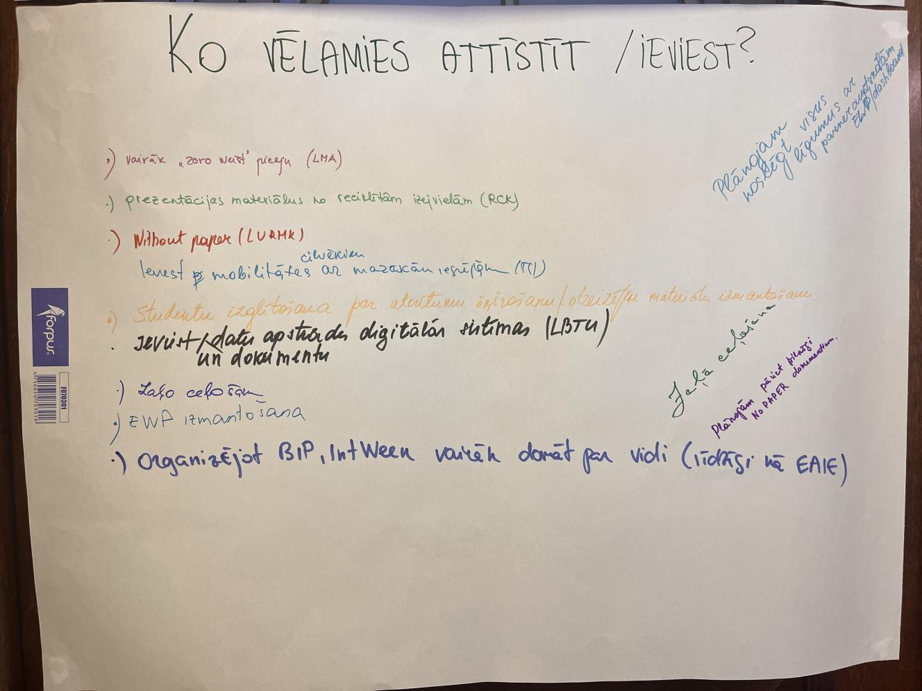 05.06.2024. seminārs Erasmus+ augstākā izglītība | ieraksti no Flipchart tāfelēm