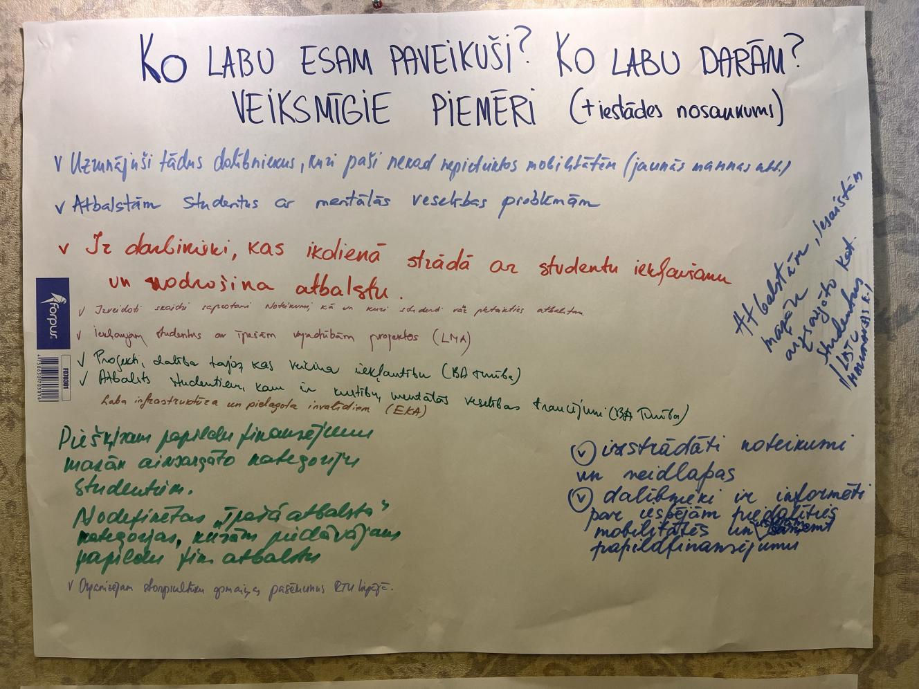 05.06.2024. seminārs Erasmus+ augstākā izglītība | ieraksti no Flipchart tāfelēm