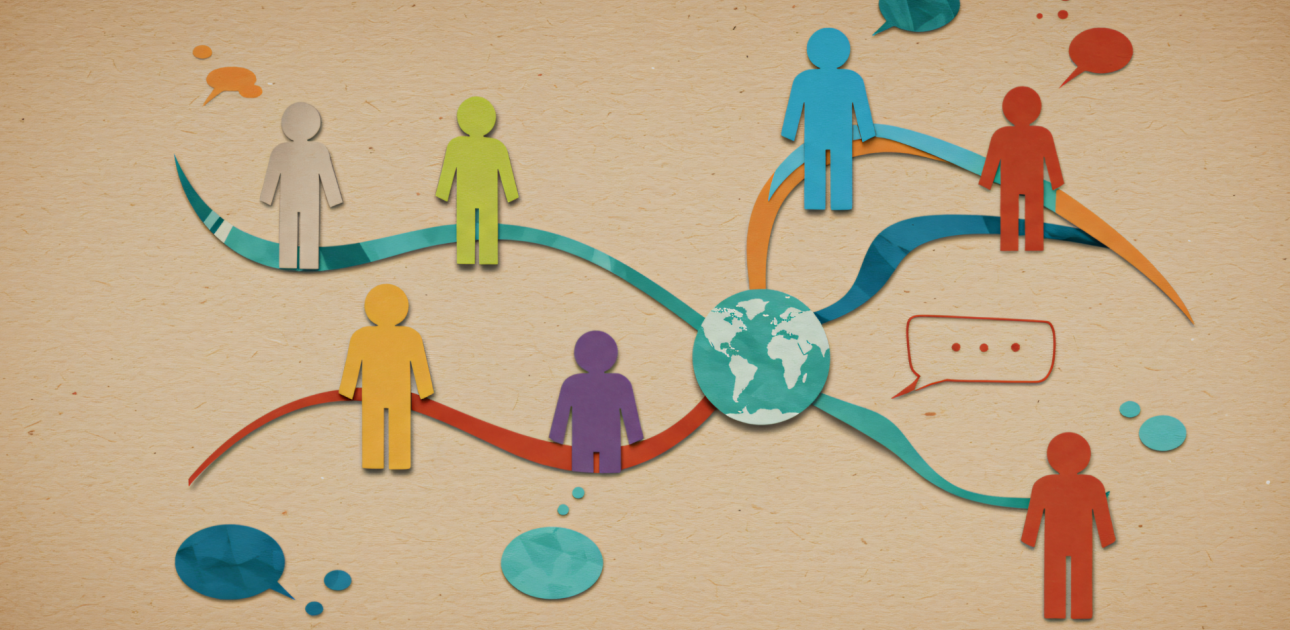 Krāsainu cilvēku ikonas, globuss, tīklošanās, komunikācija