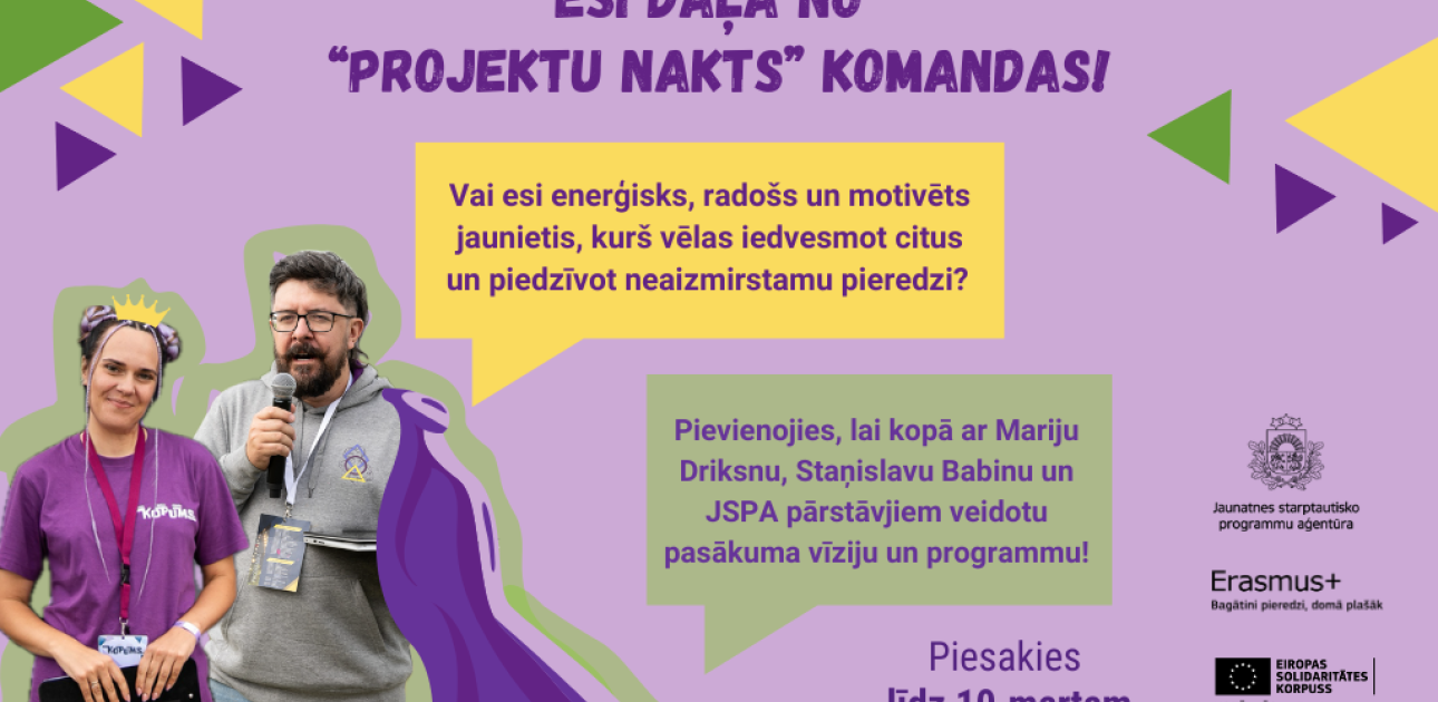 Mācības jauniešiem pasākuma “Projektu nakts” programmas plānošanai