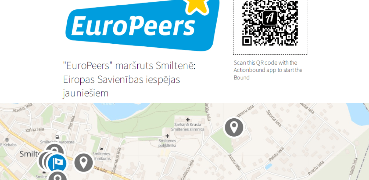 “EuroPeers” vēstnešu tīkla jaunieši izstrādā pastaigu maršrutu Smiltenē par jauniešu iespējām Eiropā