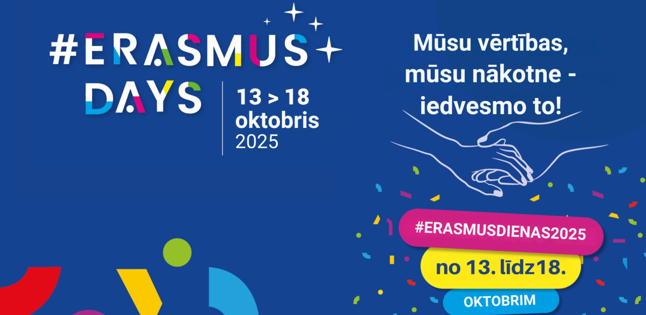 Erasmus Dienas logo, sauklis, divas uzzīmētas rokas, kas sadevušās 