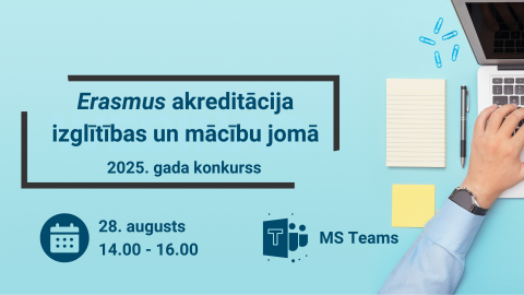 Dators, piezīmju lapa, pildspalva, Erasmus akreditācijas konkurss