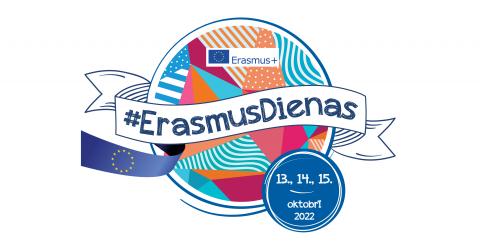 Attēlots Erasmus dienu 2022. gada logo ar norises datumiem